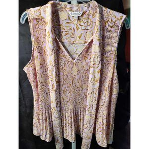 NWT Nanette Lepore Orchid Bloom Sleeveless Top with Tie at Neck- XL